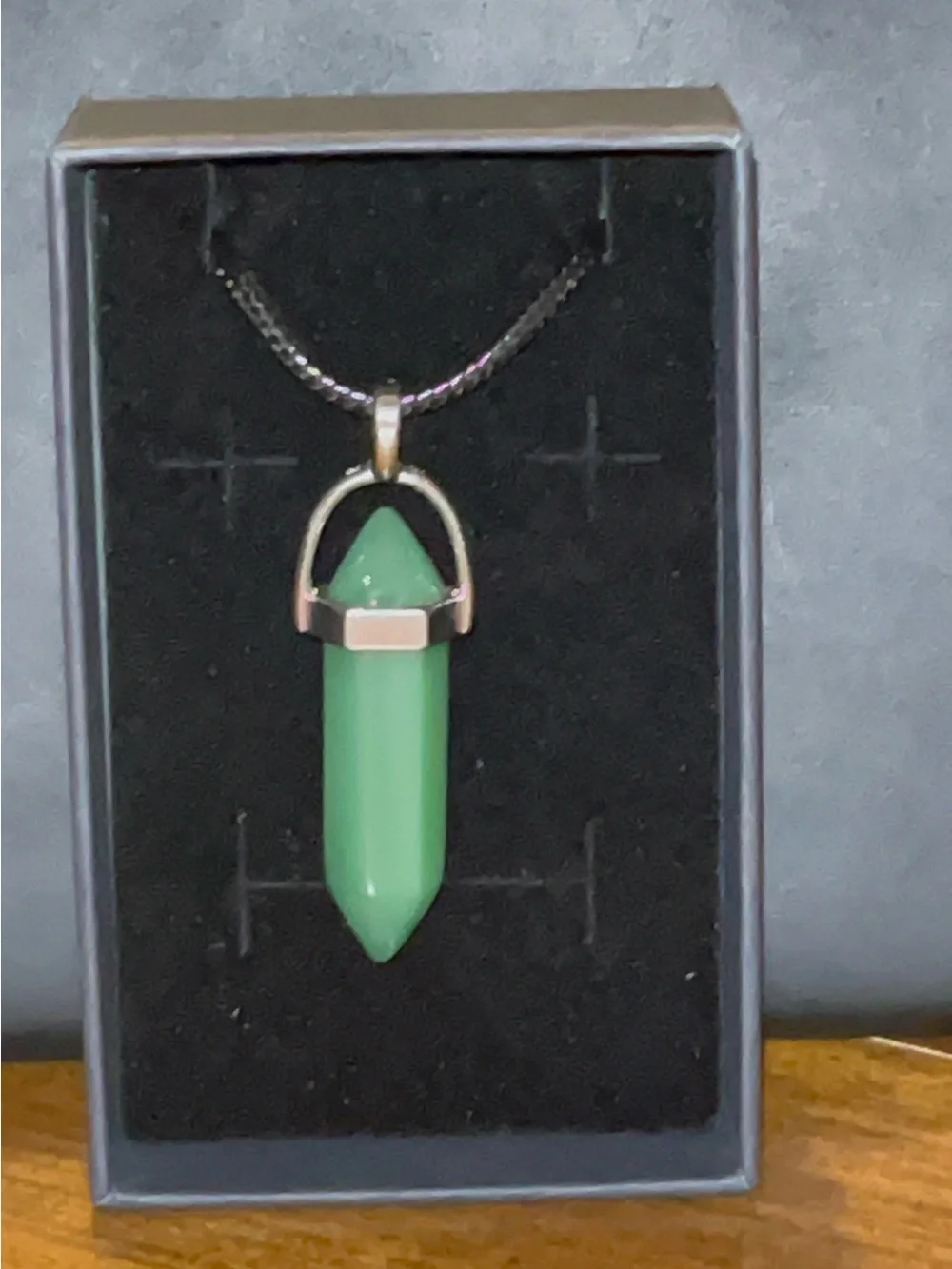 Green Crystal Point Pendant Necklace